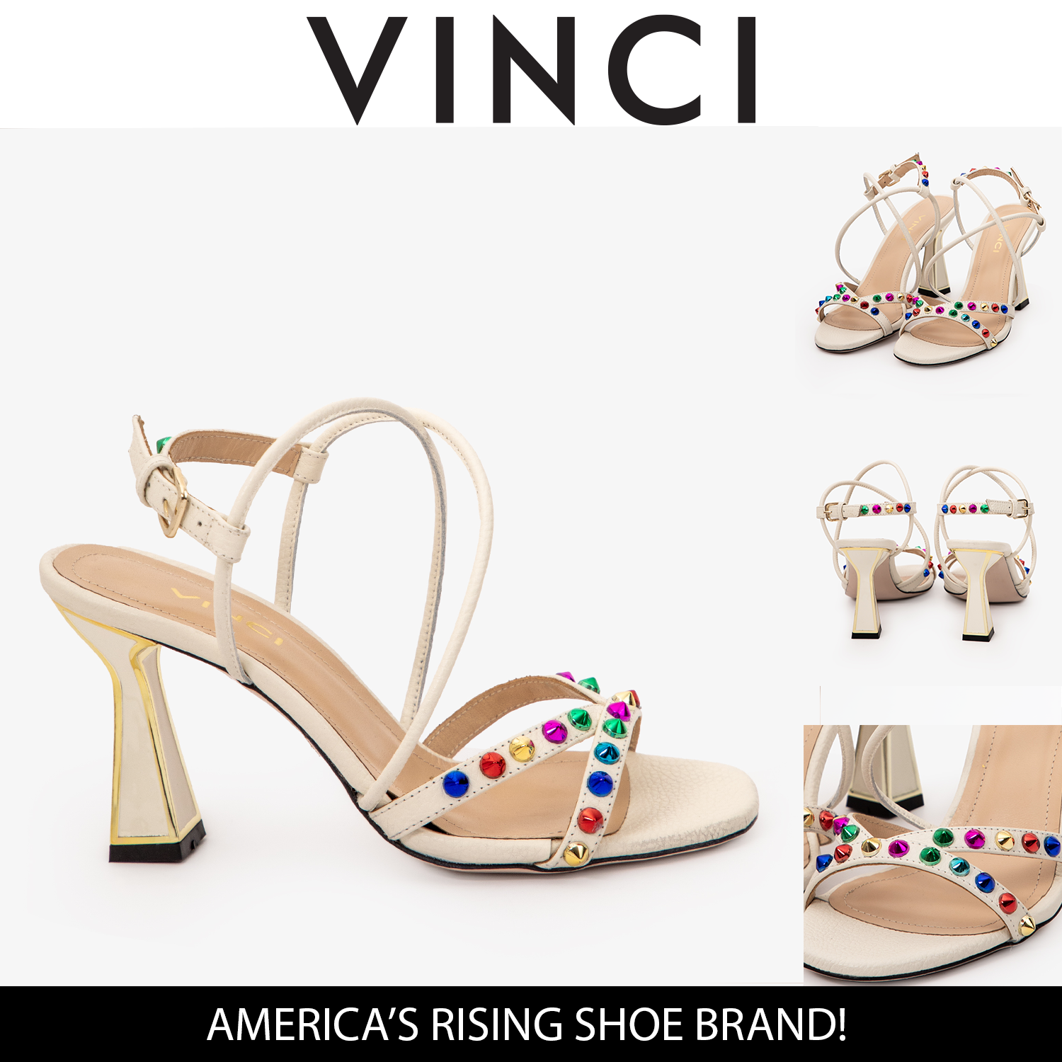 The Aurora Cream Leather Strappy Sandal Universal Fit
