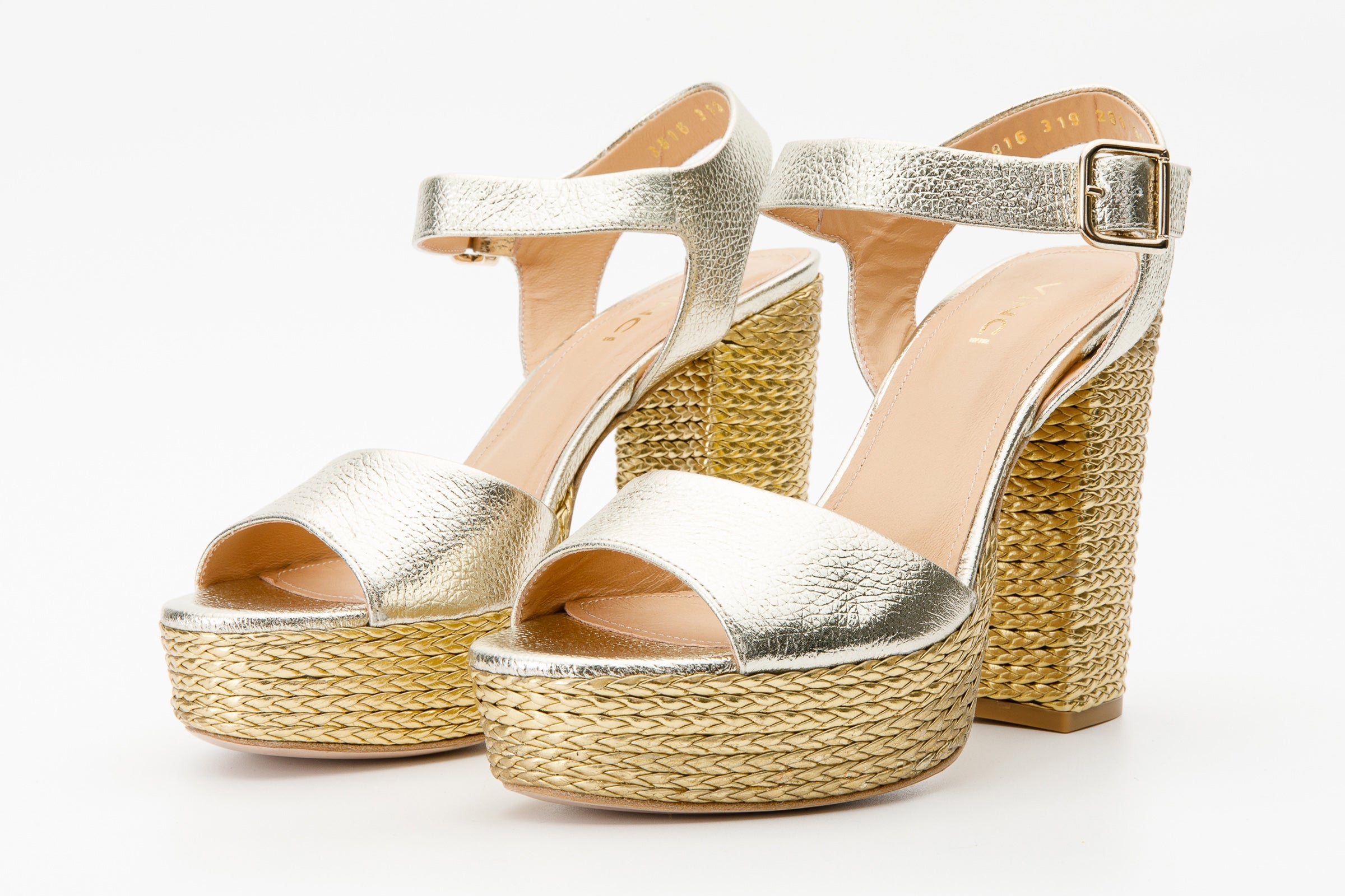 The Tampico Platform Heel Gold Leather Sandal Fine Craftsmanship
