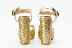 The Tampico Platform Heel Gold Leather Sandal Fine Craftsmanship