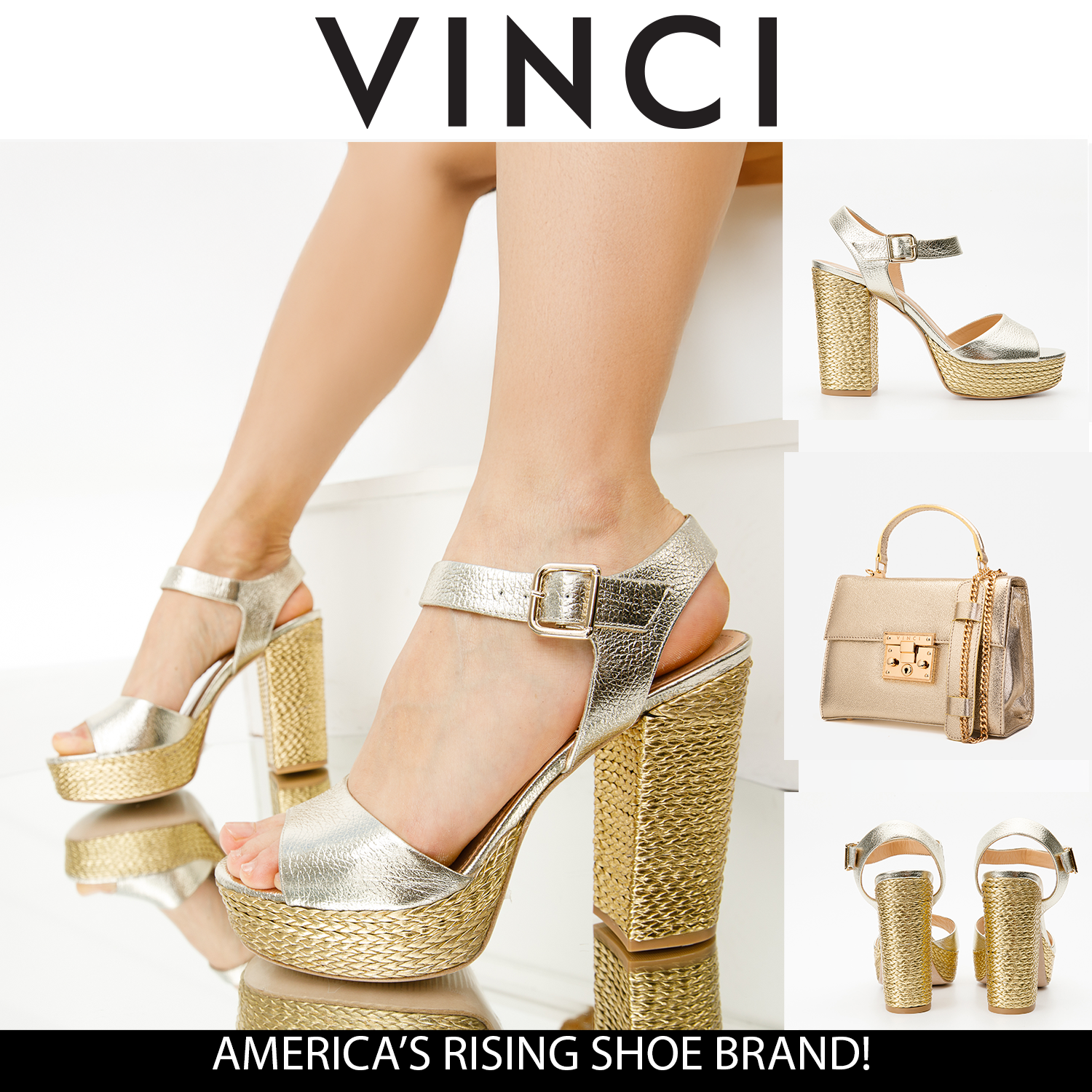 The Tampico Platform Heel Gold Leather Sandal Fine Craftsmanship
