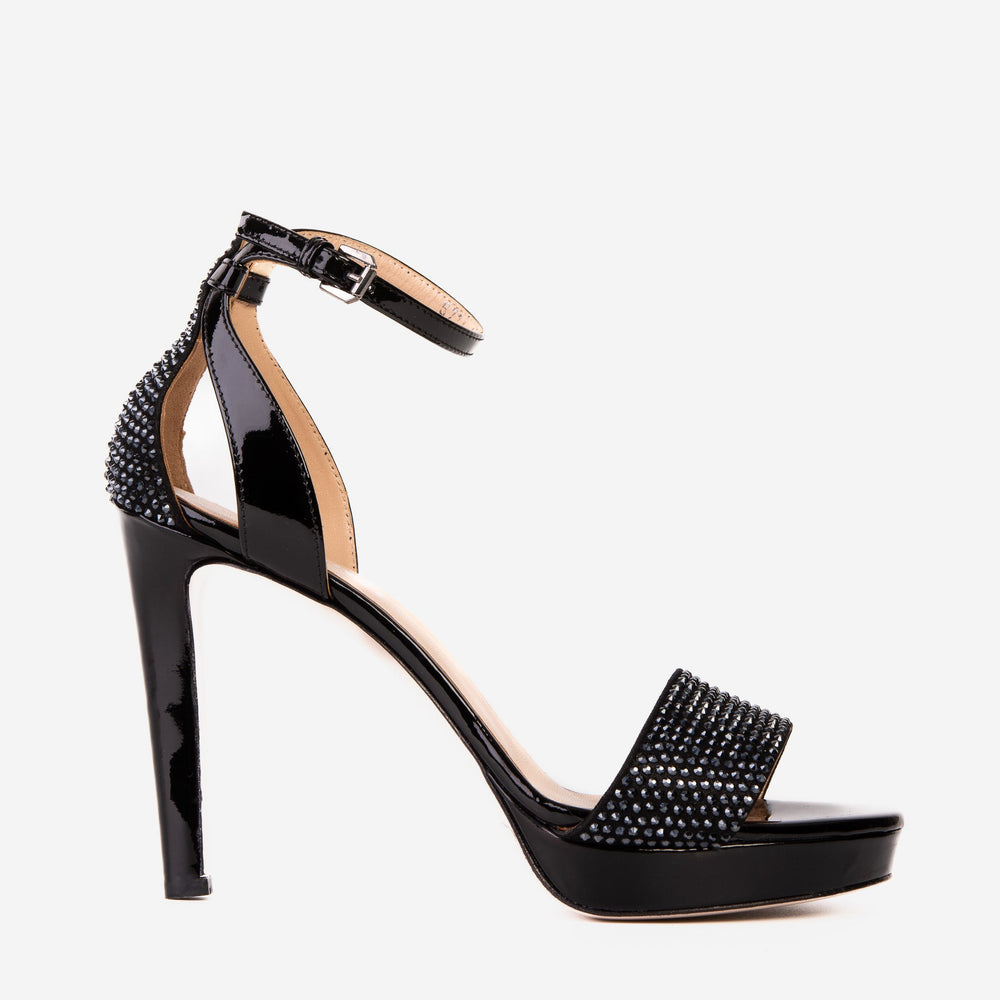 The Mars Platform Heel Black Leather Women's Sandal For Sale