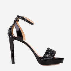 The Mars Platform Heel Black Leather Women's Sandal For Sale