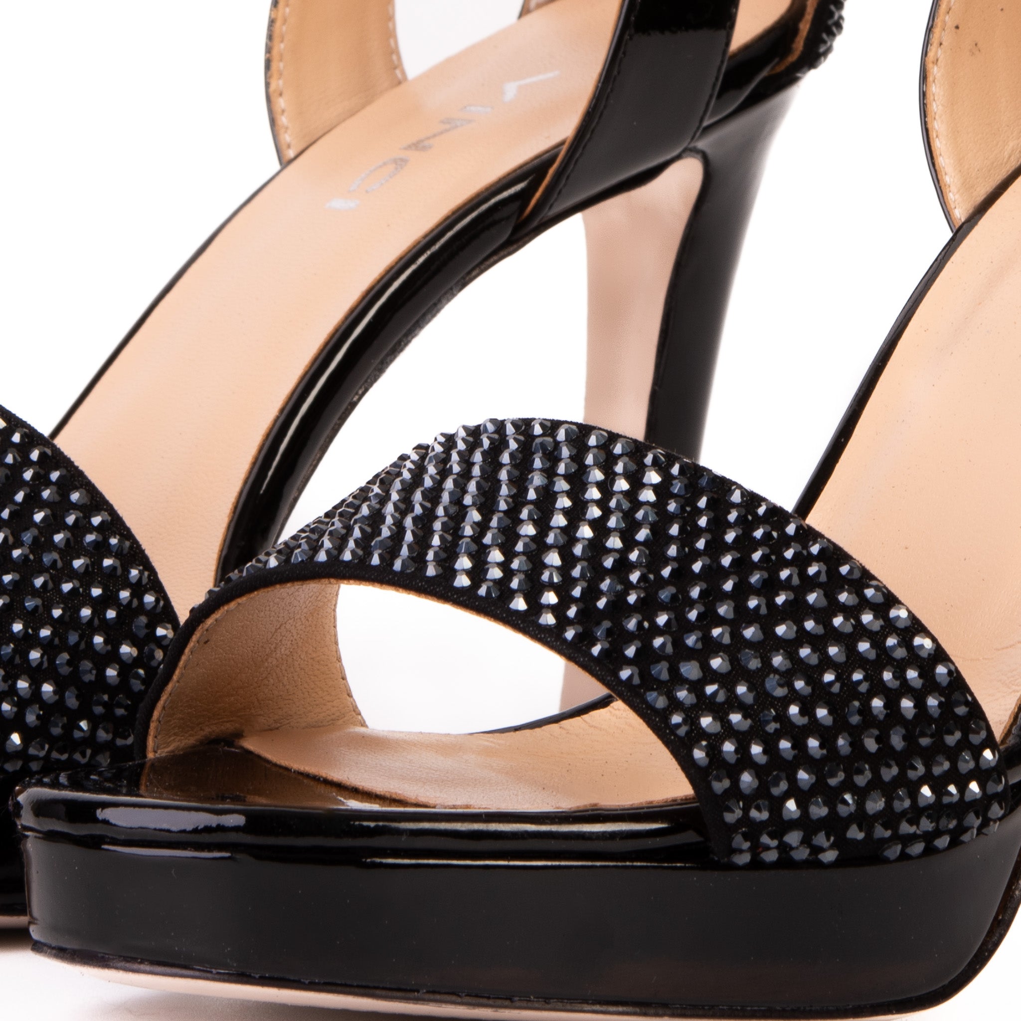 The Mars Platform Heel Black Leather Women's Sandal For Sale