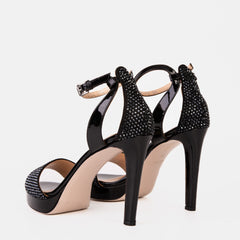 The Mars Platform Heel Black Leather Women's Sandal For Sale