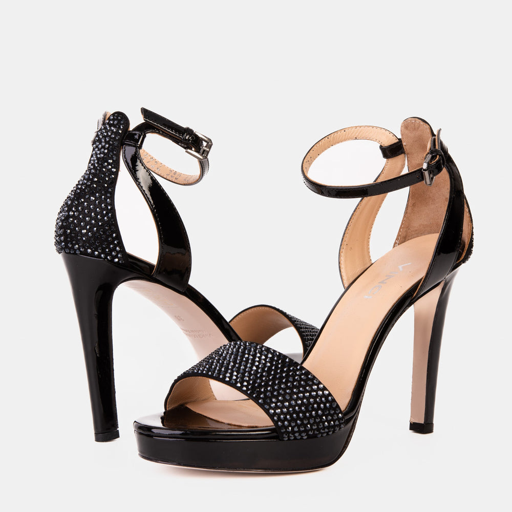 The Mars Platform Heel Black Leather Women's Sandal For Sale