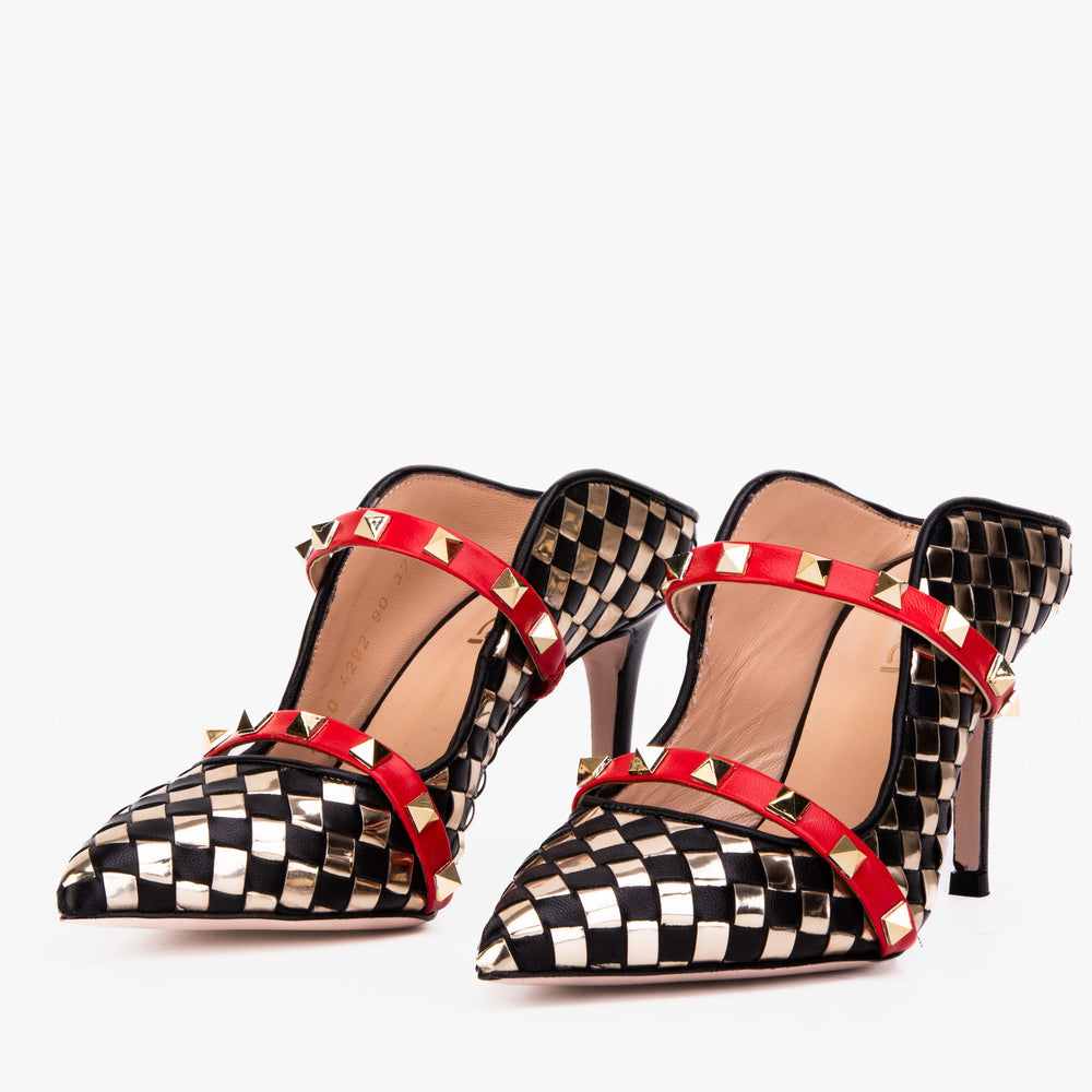 The Dosso Black Handwoven Leather Pointy Toe Sandal Exclusive Style