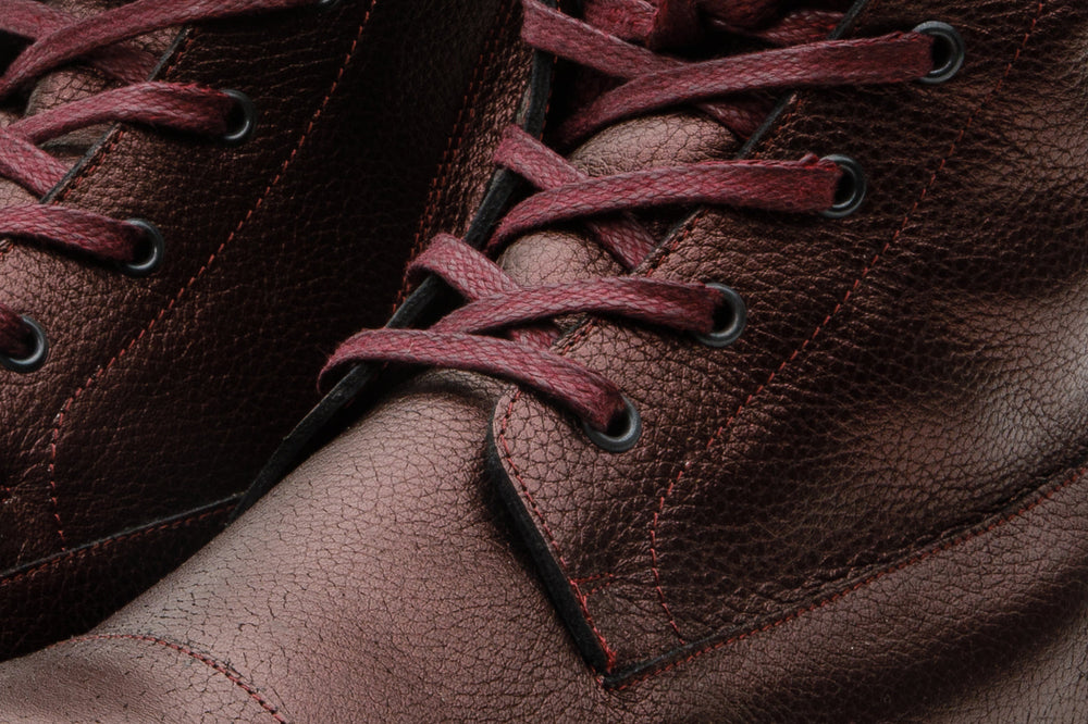The Kajapati Burgundy Leather Natural Fur Mid Calf Boot On Sale