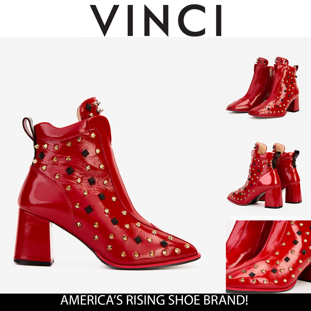The Infanta Red Leather Block Heel Boot For Sale