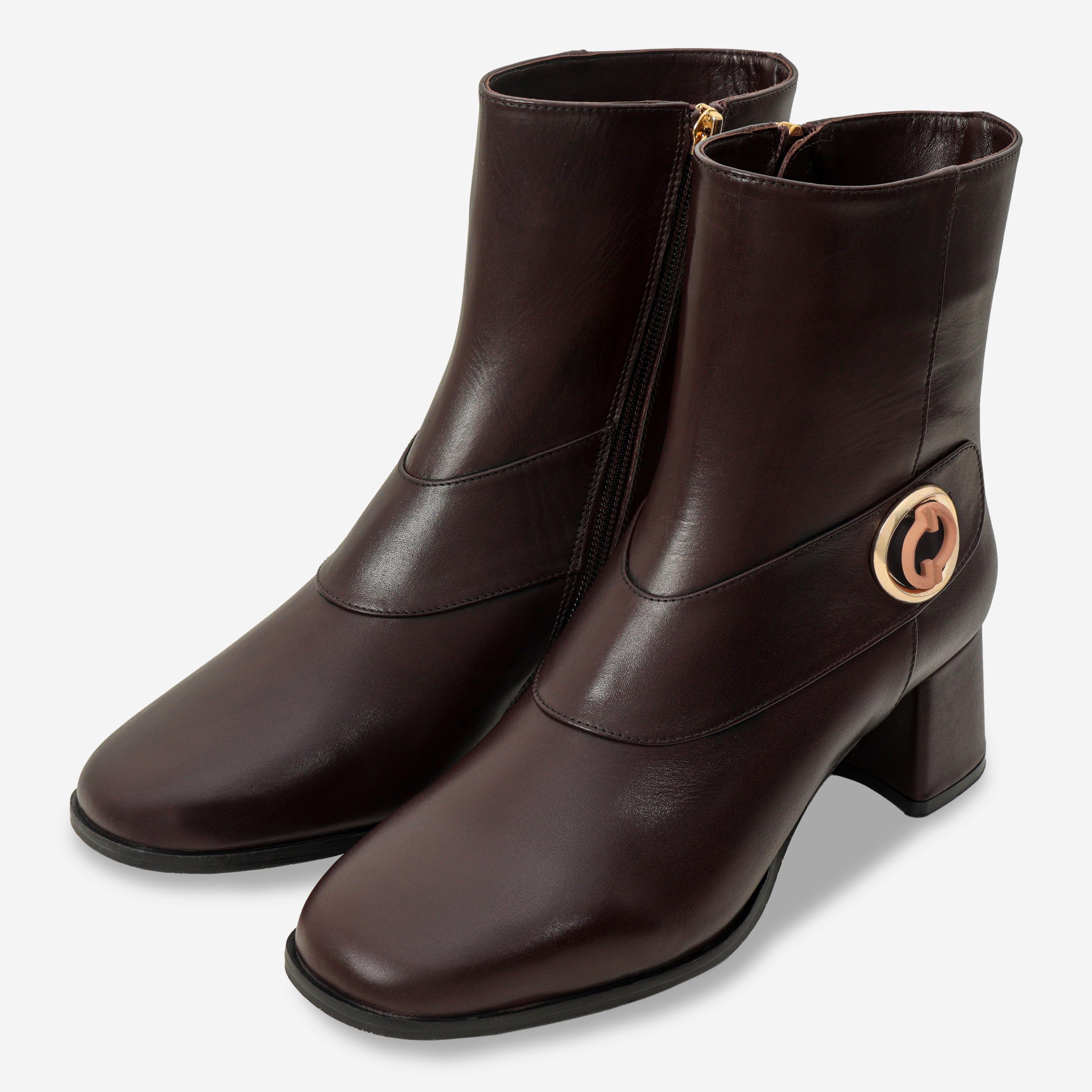 The Windsor Brown Leather Block Heel Boot Universal Fit