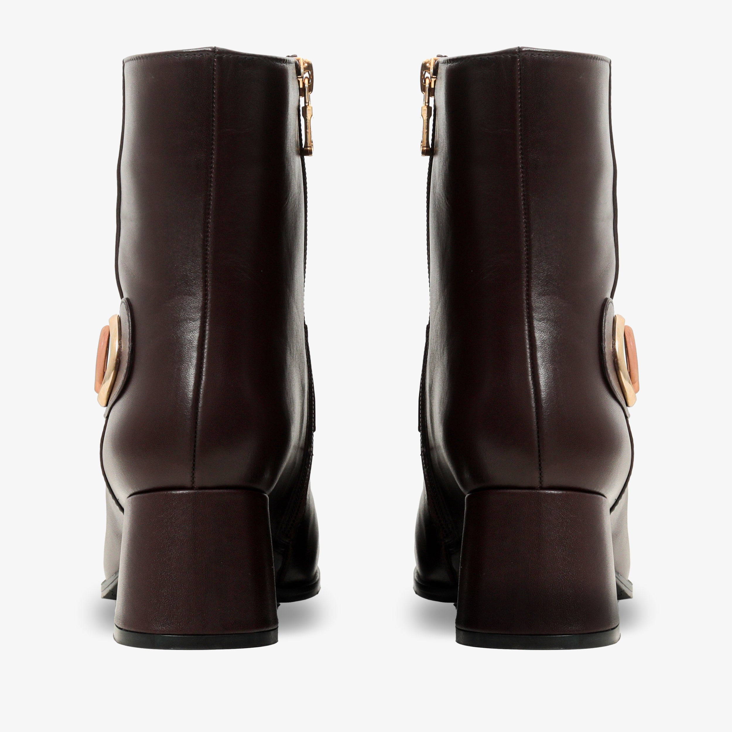 The Windsor Brown Leather Block Heel Boot Universal Fit