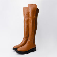 The  Harmony Belle Tan Leather Knee High Boot Exclusive Style