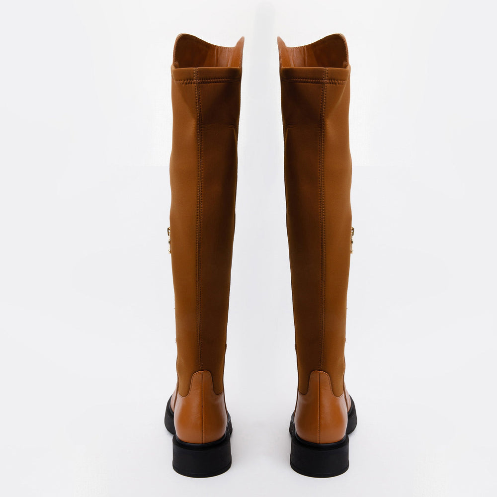 The  Harmony Belle Tan Leather Knee High Boot Exclusive Style