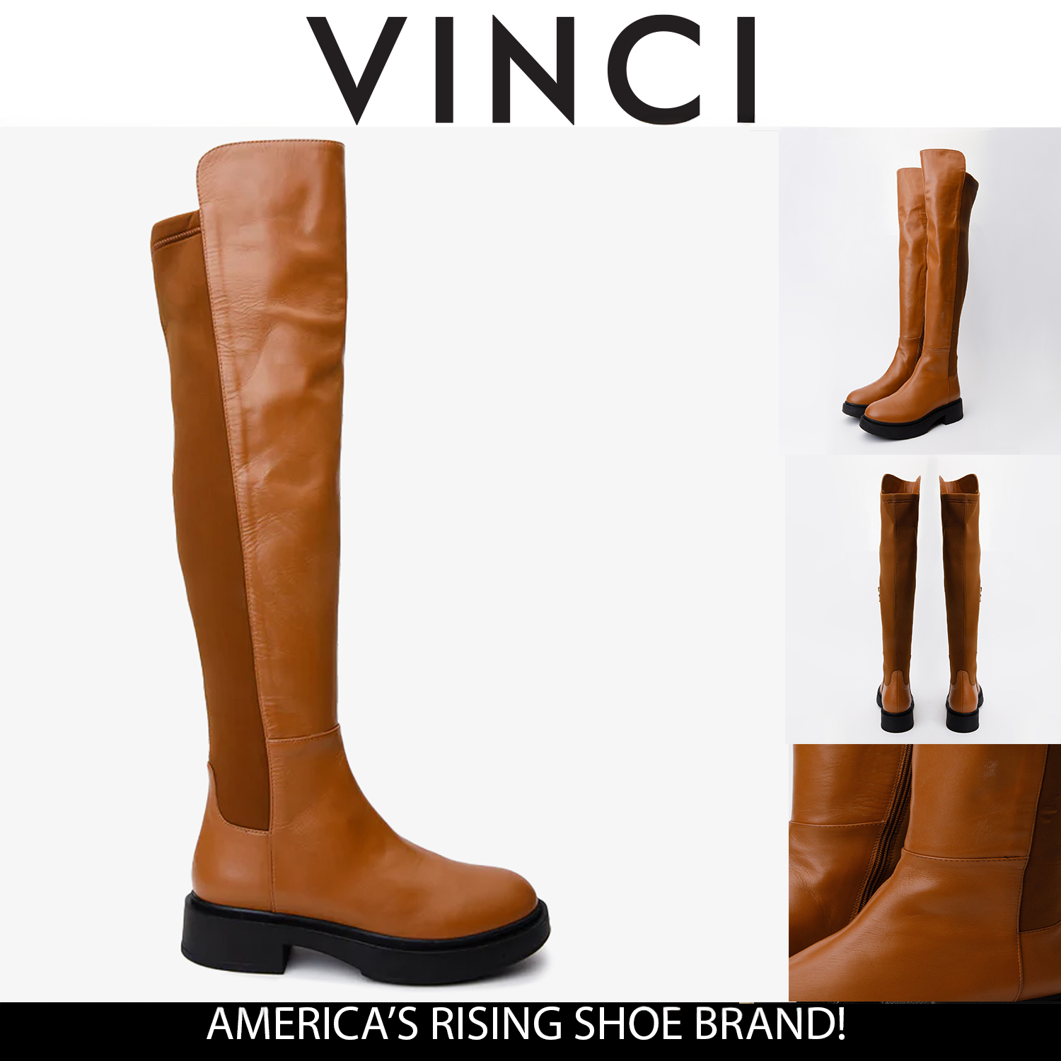 The  Harmony Belle Tan Leather Knee High Boot Exclusive Style