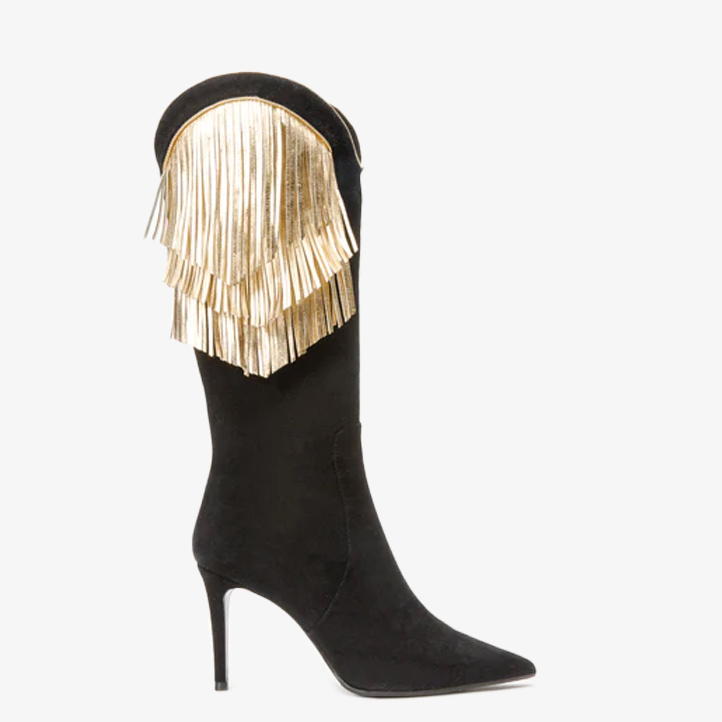 The Vienna Black Suede Leather Knee High  Boot Universal Fit