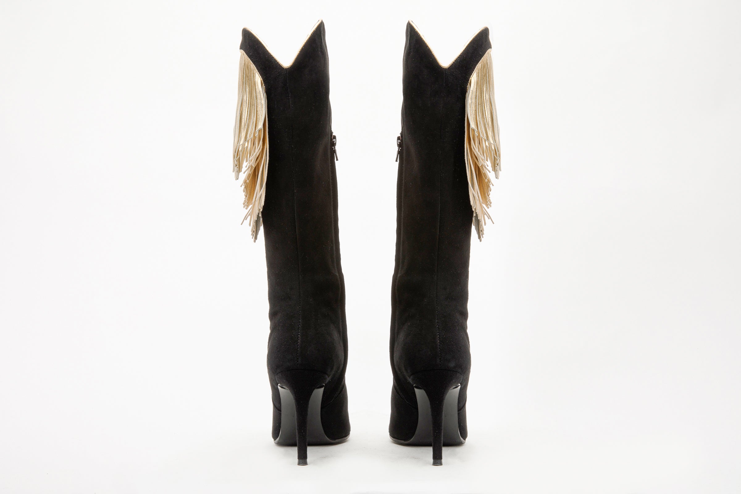 The Vienna Black Suede Leather Knee High  Boot Universal Fit