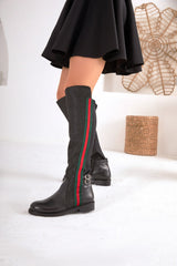 The Gallant Black Leather Knee-High Boot Exclusive Style