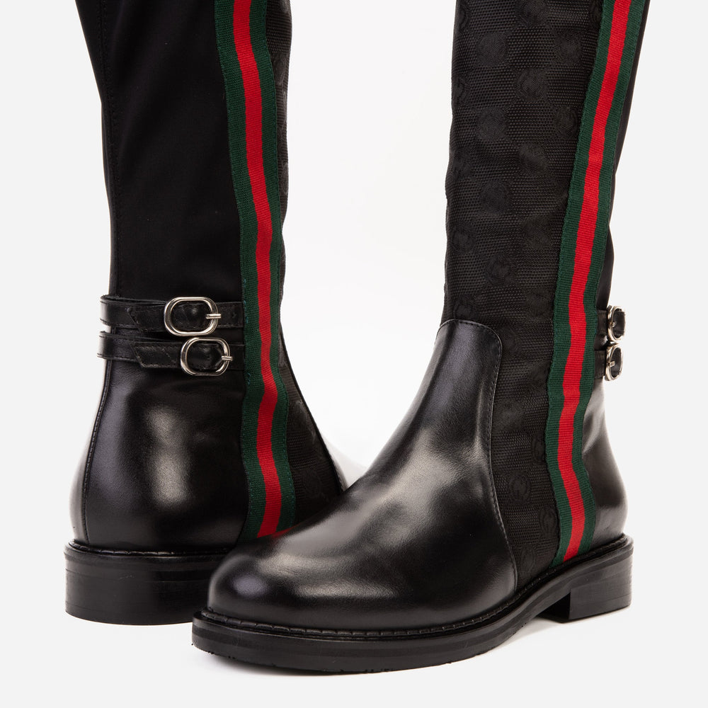 The Gallant Black Leather Knee-High Boot Exclusive Style