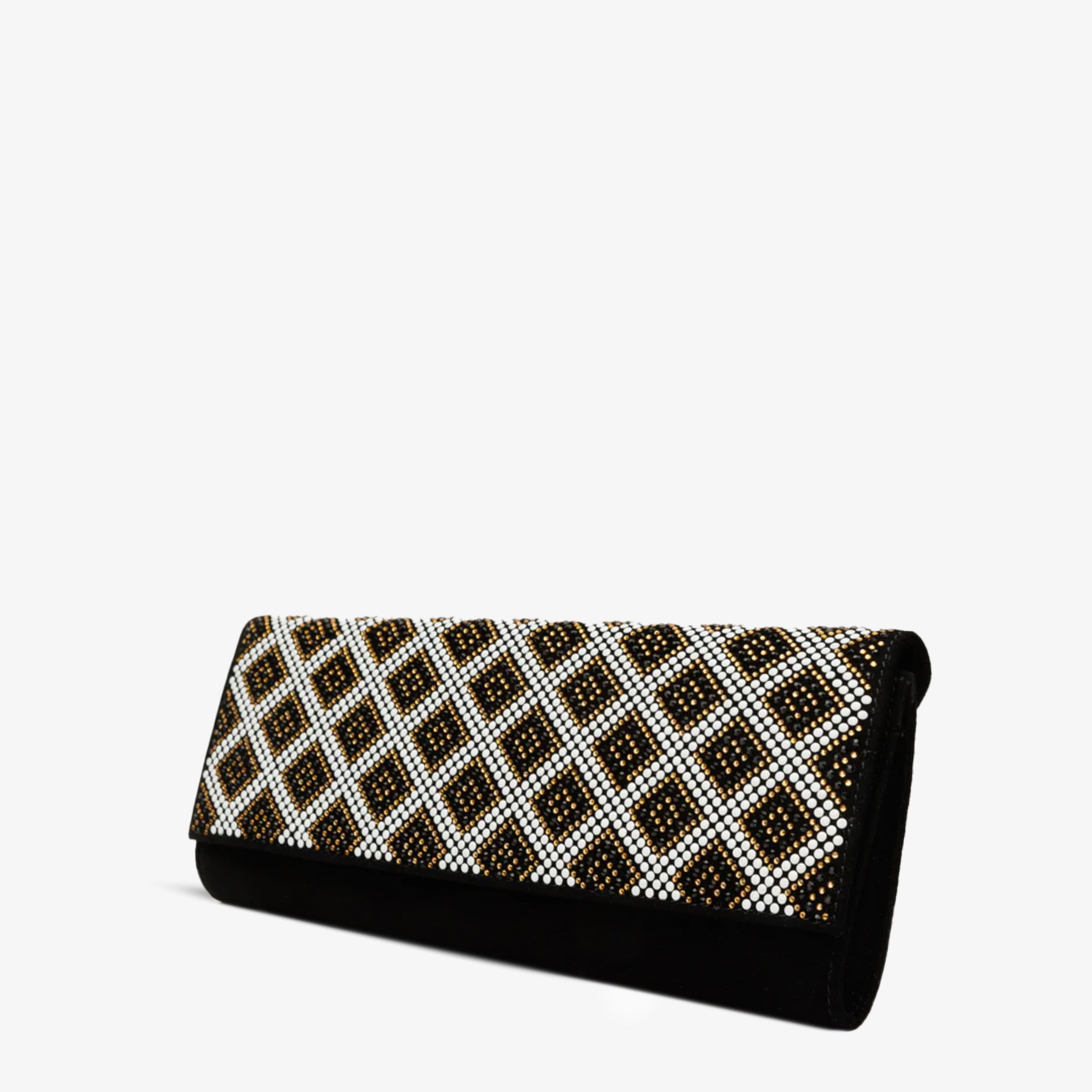 The Nampula Black Glitter Suede Leather Clutch Universal Fit
