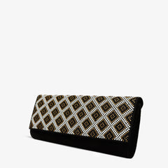 The Nampula Black Glitter Suede Leather Clutch Universal Fit