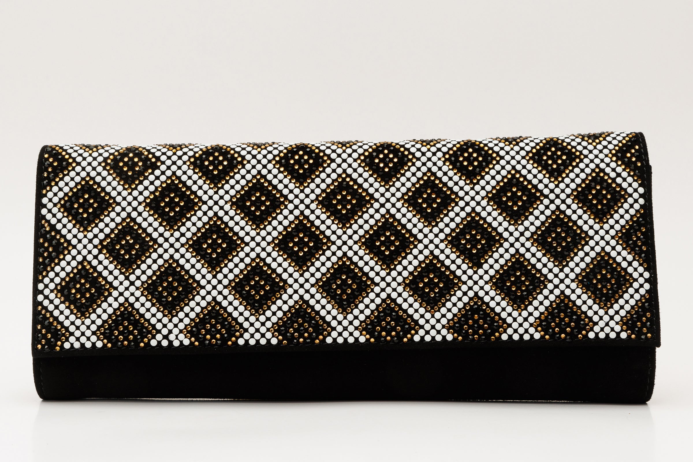 The Nampula Black Glitter Suede Leather Clutch Universal Fit