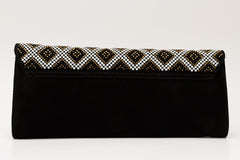 The Nampula Black Glitter Suede Leather Clutch Universal Fit