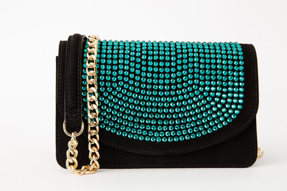 The Ailano Black Leather Glitter Handbag Exclusive Style