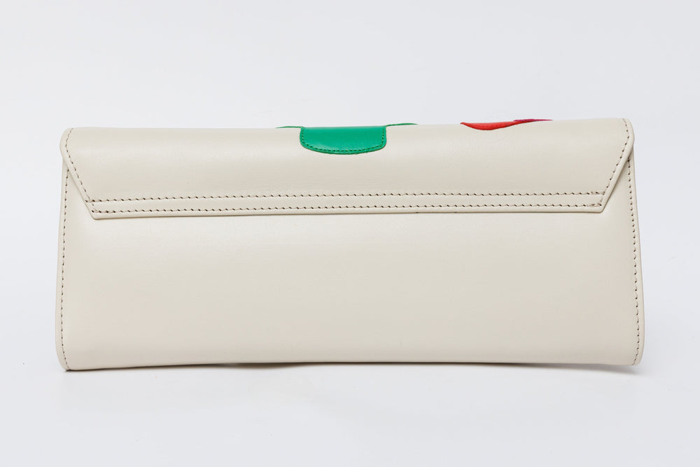 The Tario Cream Leather Clutch On Sale