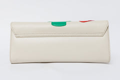 The Tario Cream Leather Clutch On Sale