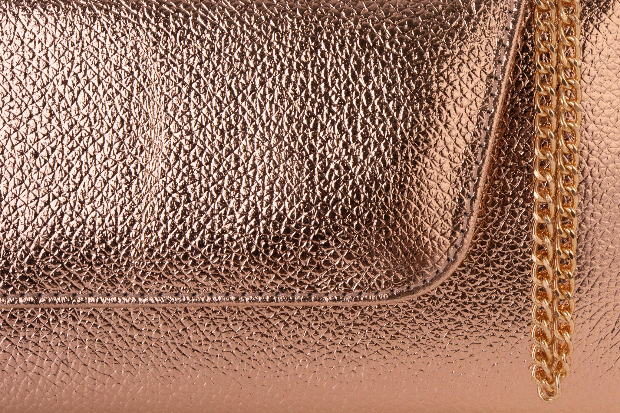 The Ege Rose Gold Leather Clutch For Sale