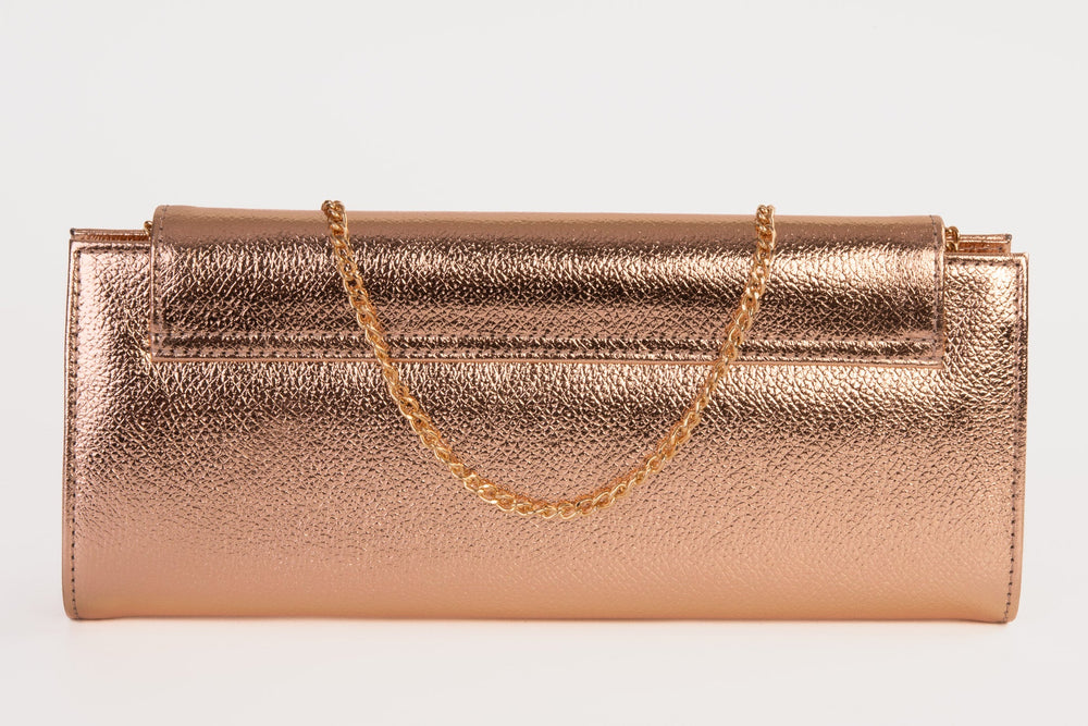 The Ege Rose Gold Leather Clutch For Sale