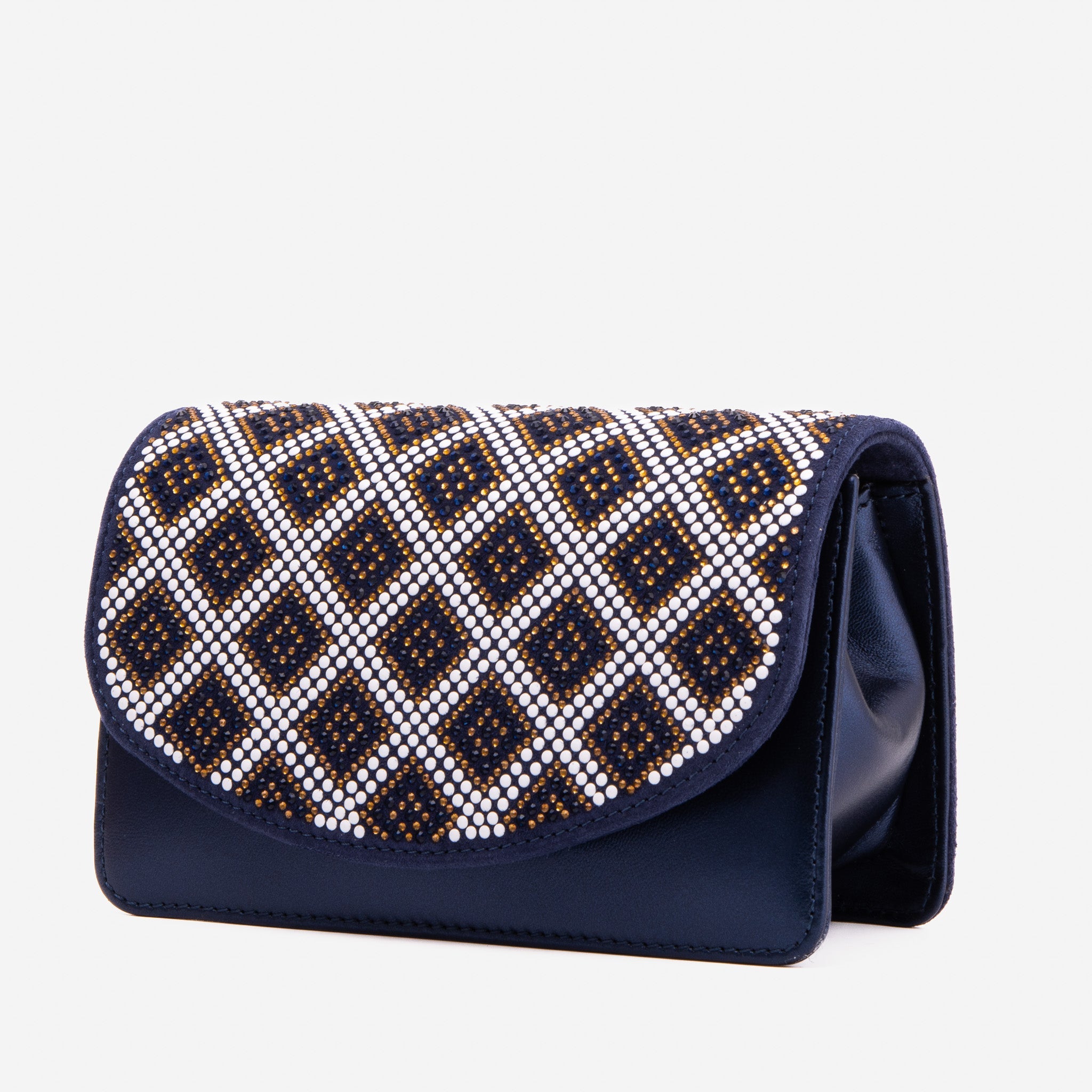 The Nampula Navy Blue Glitter Leather Handbag All New