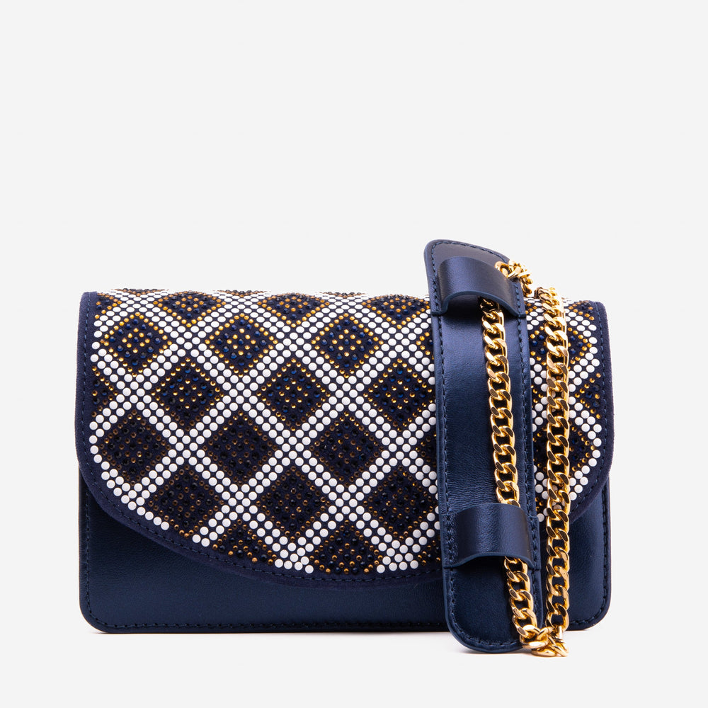 The Nampula Navy Blue Glitter Leather Handbag All New