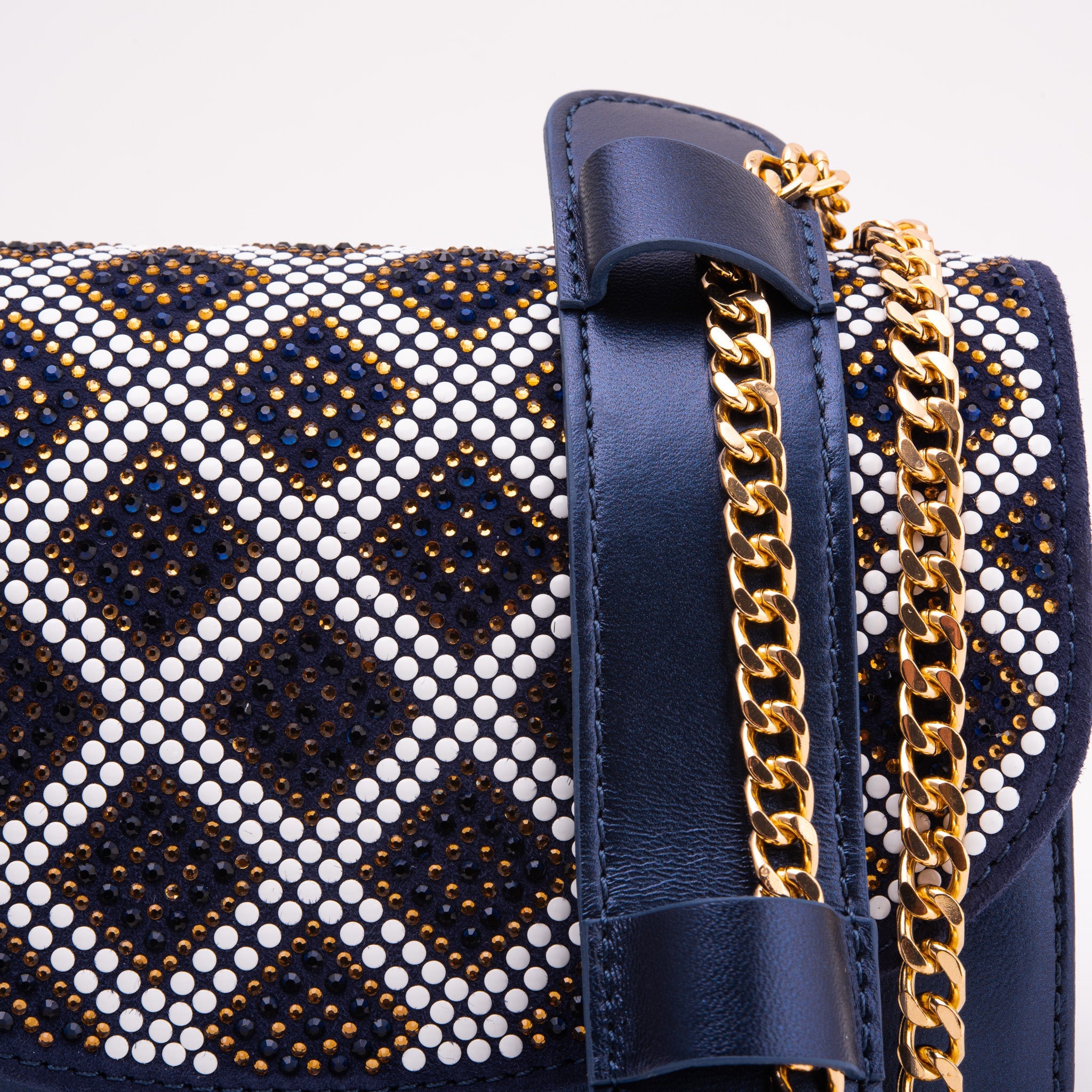 The Nampula Navy Blue Glitter Leather Handbag All New