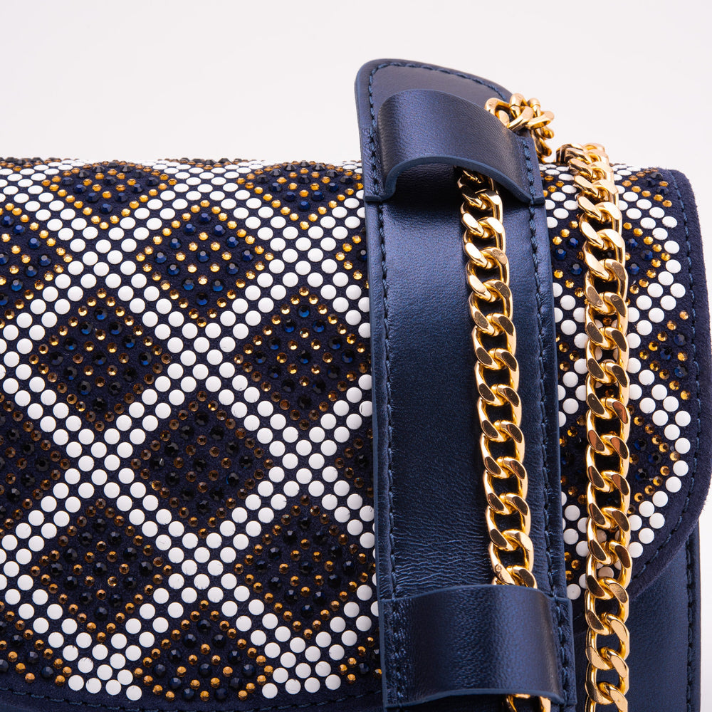 The Nampula Navy Blue Glitter Leather Handbag All New