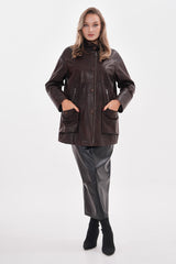 The Liora Brown Leather Jacket Universal Fit