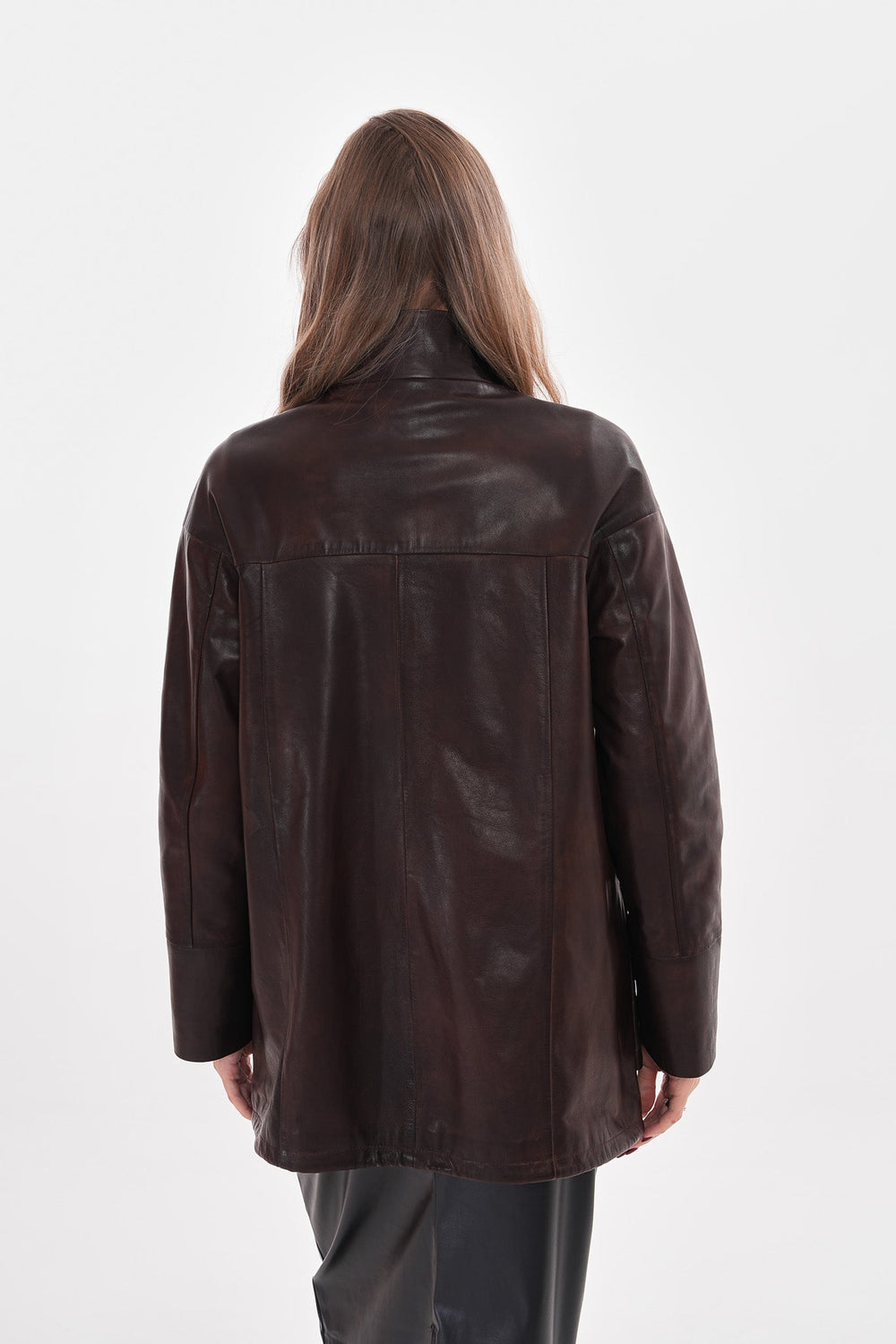 The Liora Brown Leather Jacket Universal Fit