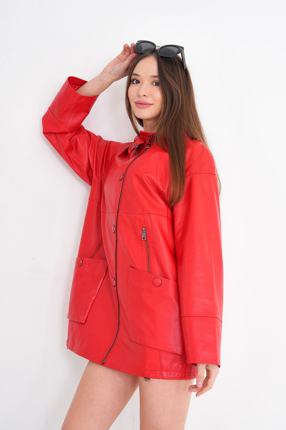 The Lioara Red Leather Jacket Fine Craftsmanship