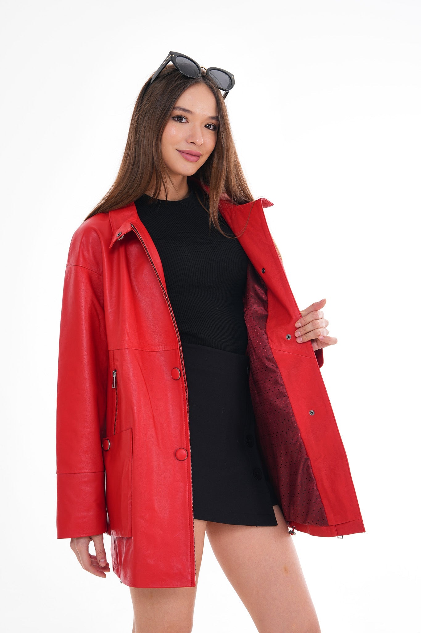 The Lioara Red Leather Jacket Fine Craftsmanship