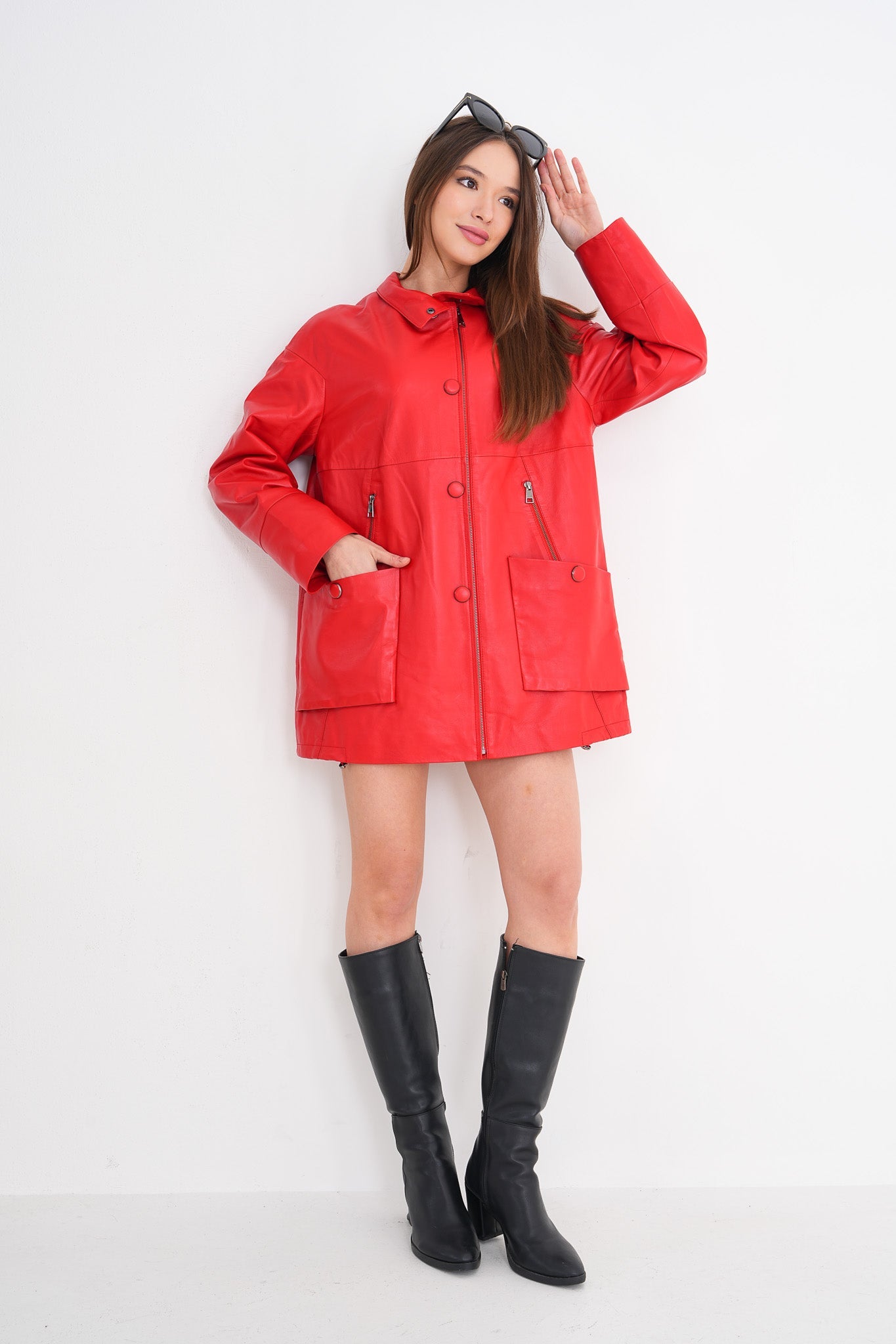The Lioara Red Leather Jacket Fine Craftsmanship