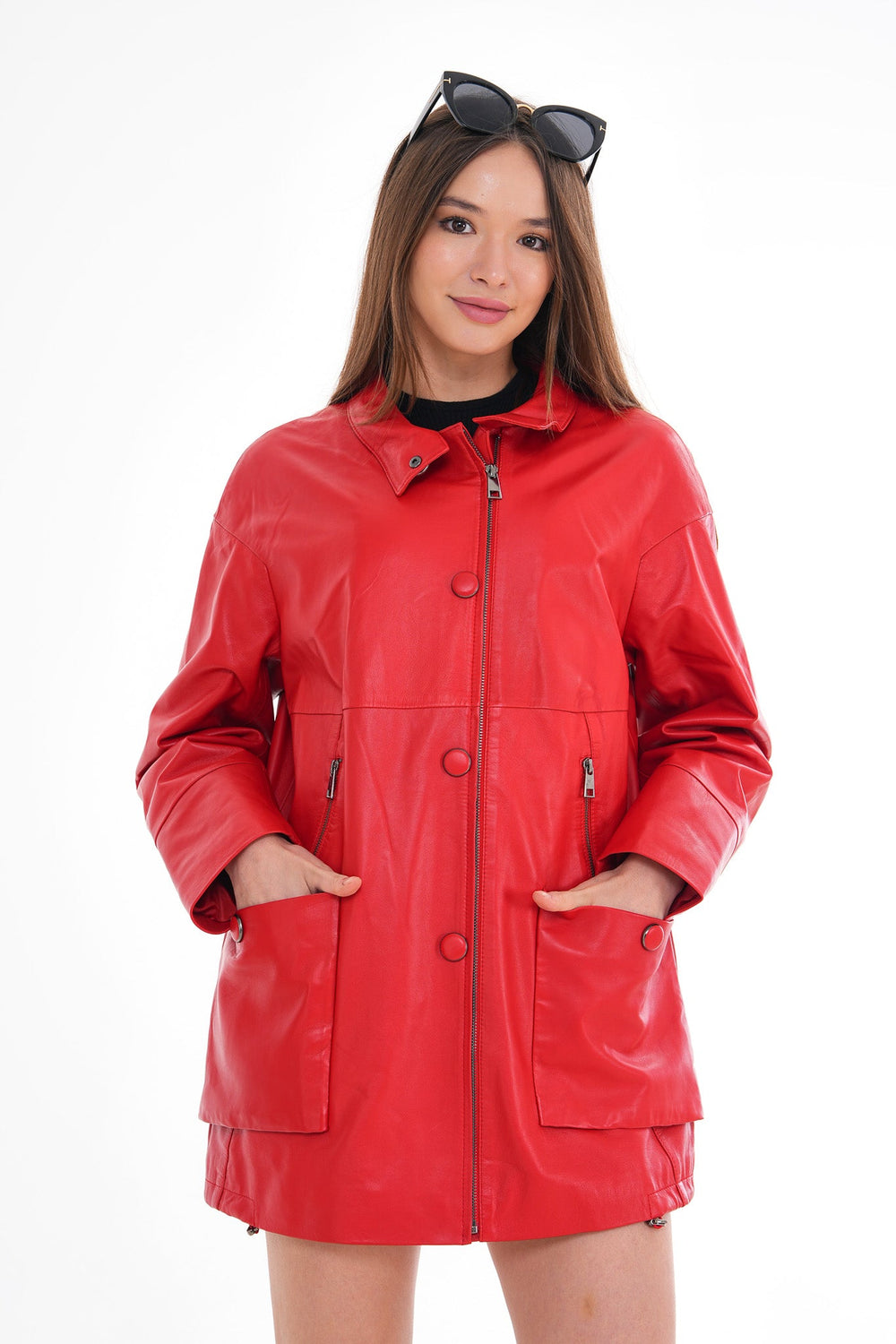 The Lioara Red Leather Jacket Fine Craftsmanship