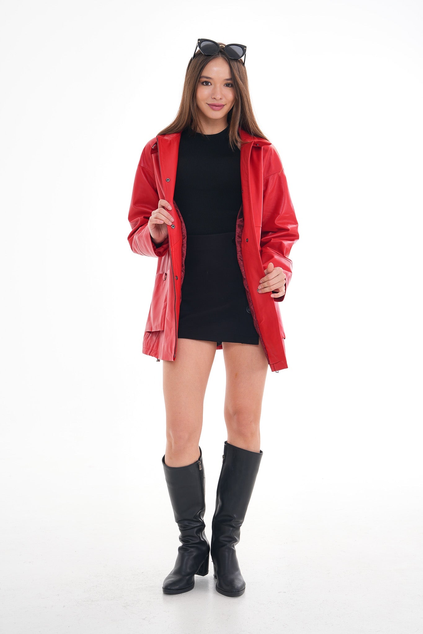 The Lioara Red Leather Jacket Fine Craftsmanship