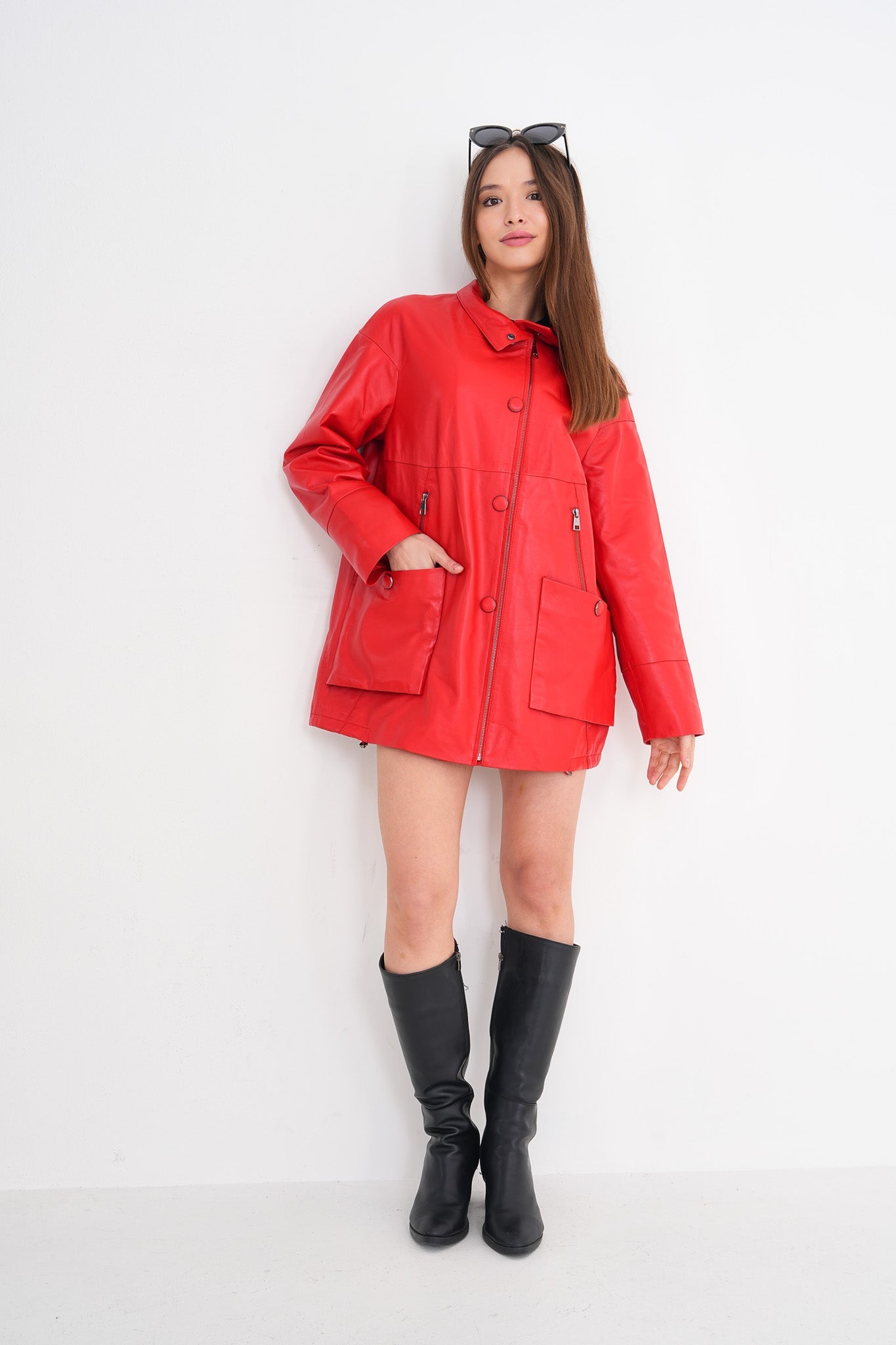 The Lioara Red Leather Jacket Fine Craftsmanship