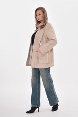 The Lioara Cream Leather Jacket Exclusive Style