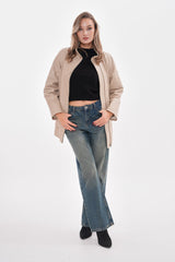 The Lioara Cream Leather Jacket Exclusive Style