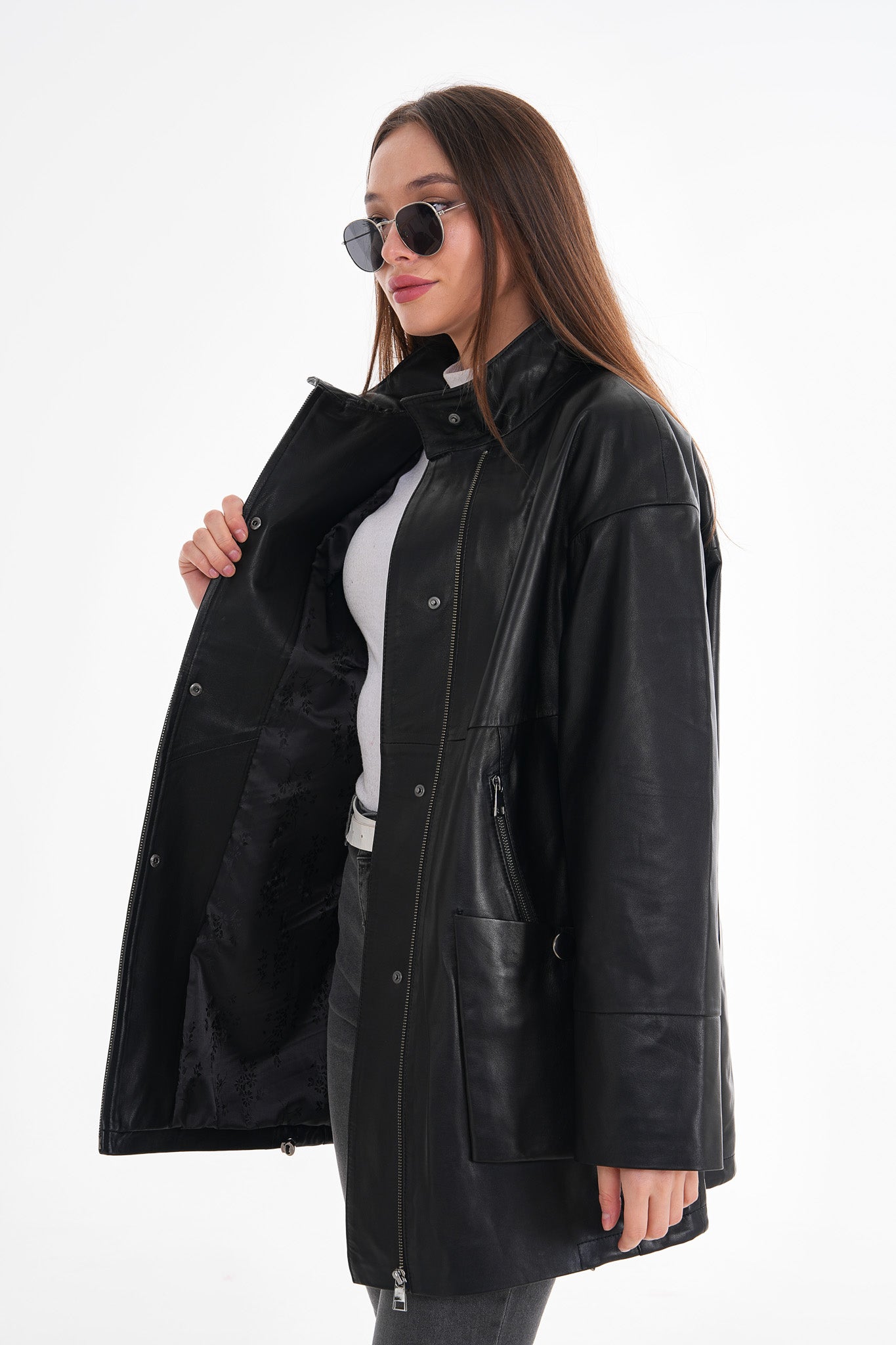 The Lioara Black Leather Jacket On Sale