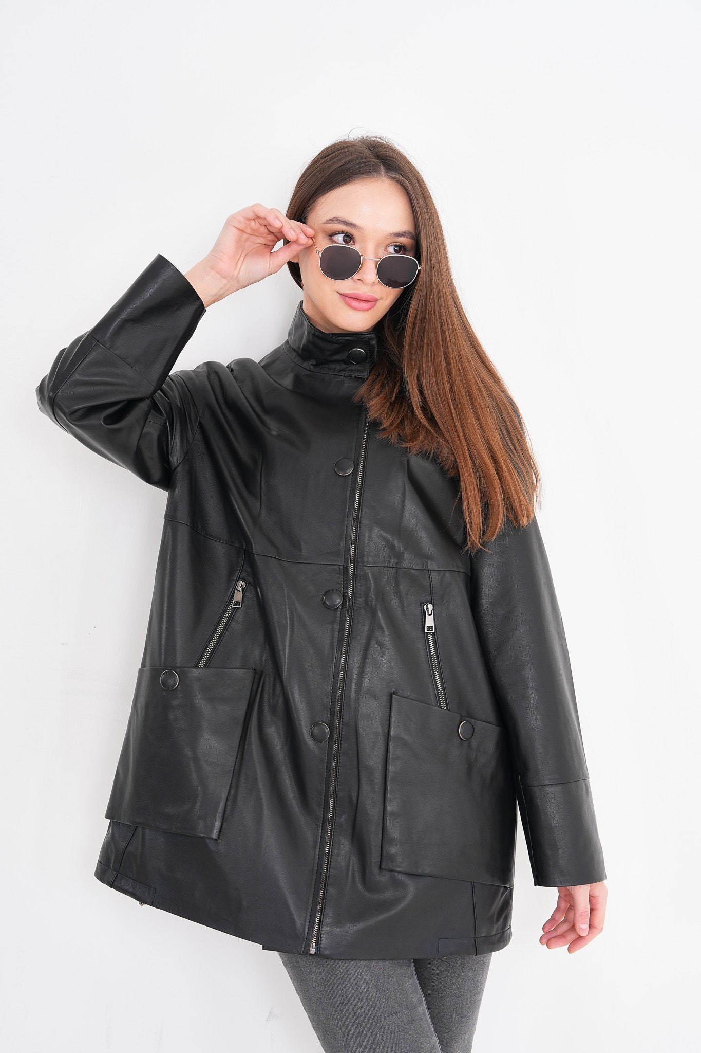 The Lioara Black Leather Jacket On Sale