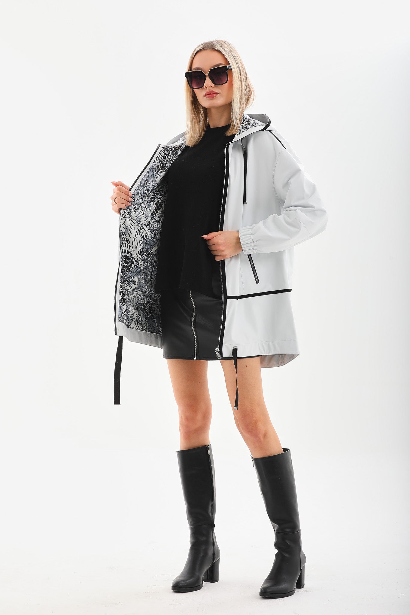 The Vega White Reversible Leather Jacket For Sale