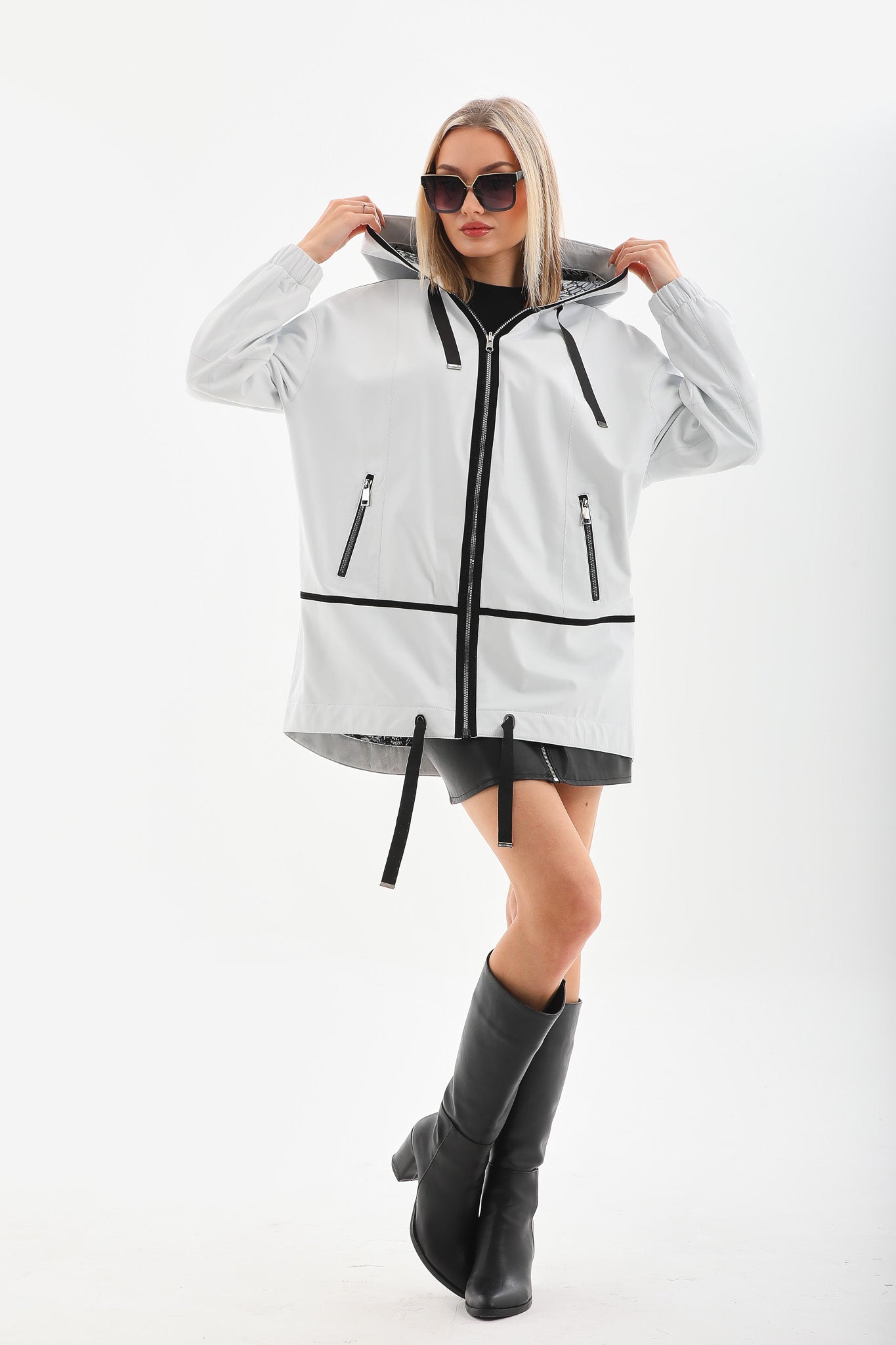 The Vega White Reversible Leather Jacket For Sale