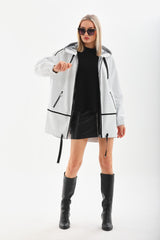 The Vega White Reversible Leather Jacket For Sale
