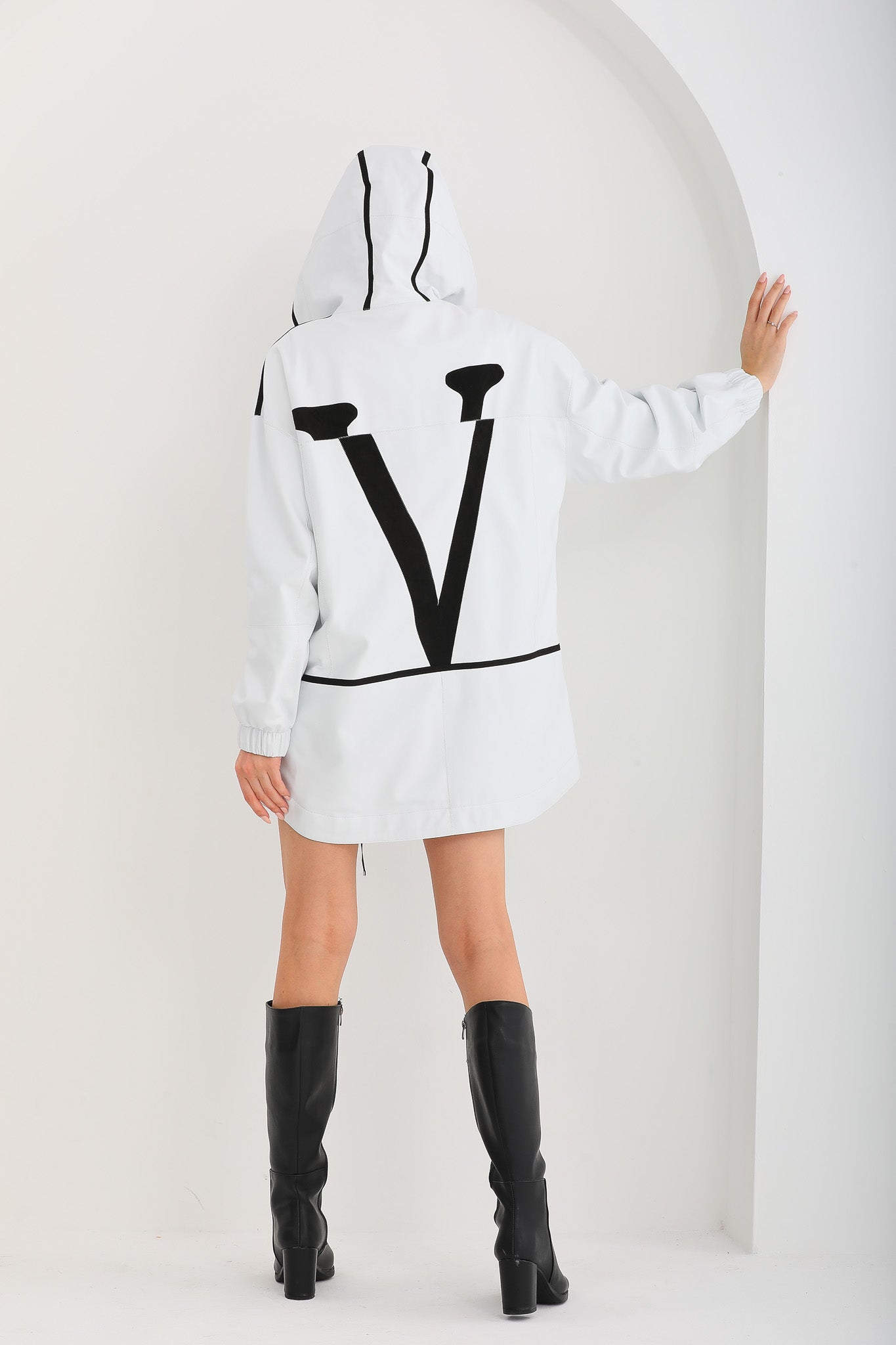 The Vega White Reversible Leather Jacket For Sale